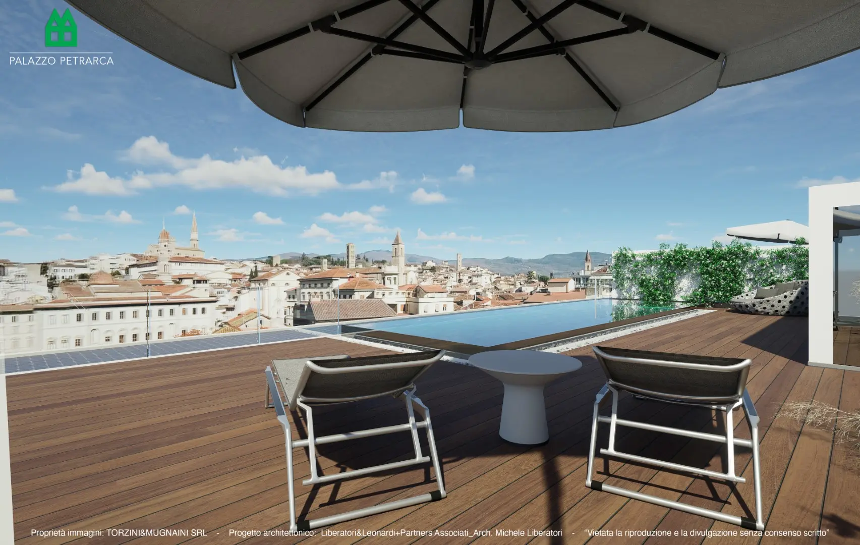 Terrazza con Piscina Palazzo Petrarca