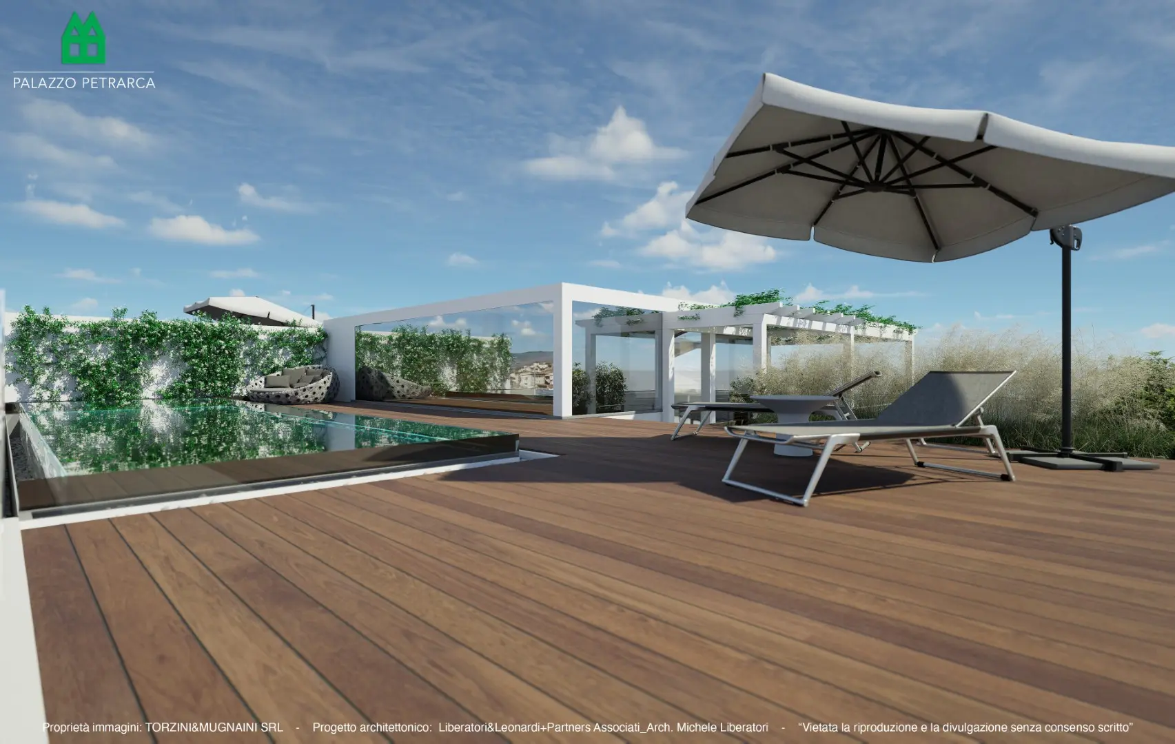 Terrazza con Piscina Palazzo Petrarca